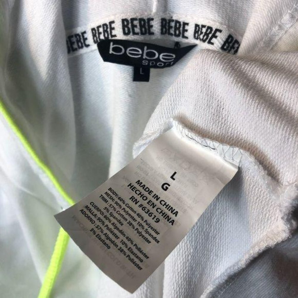 Bebe Sport Pullover Hoodie Sweater White Yellow L - Picture 6 of 8